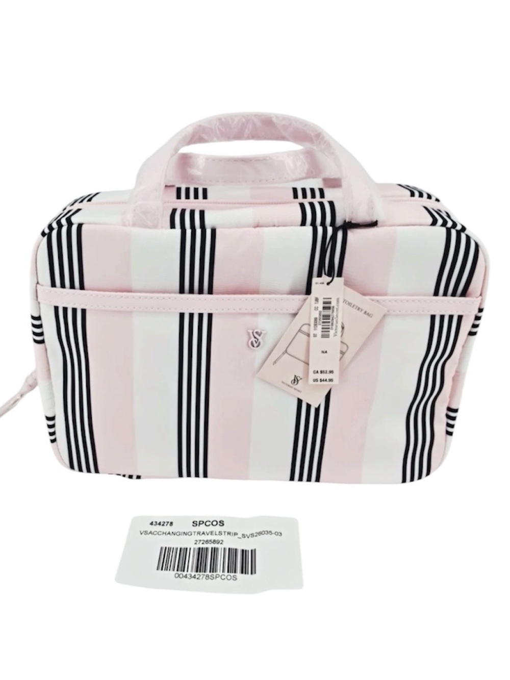 Victoria's Secret Pink Stripe Hanging Travel Cosmetic Toiletry Organizer Bag NWT